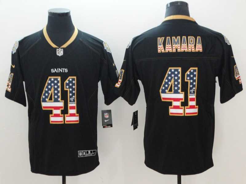 Nike Saints 41 Alvin Kamara Black USA Flag Color Rush Limited Jersey,We sell and wholesale Nike Saints 41 Alvin Kamara Black USA Flag Color Rush Limited Jersey on line form chian!